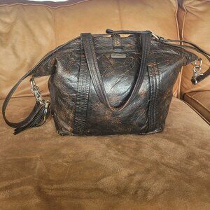 Rebecca Minkoff genuine leather, large bag - weathered look - black/brown